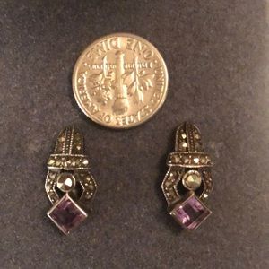 Marcasite stud earrings with amethyst.